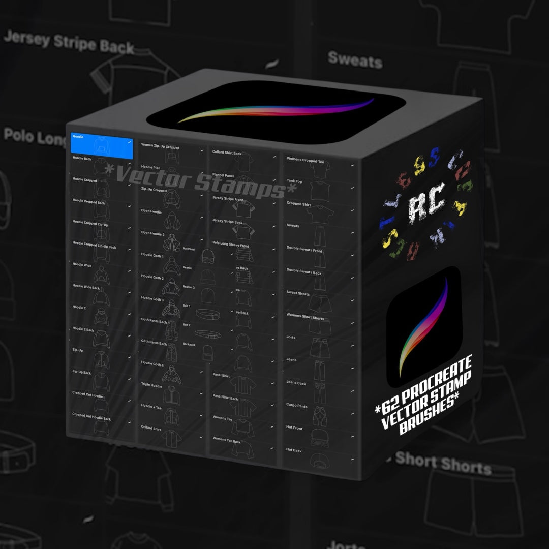*NEW* 62 Vector Clothing Stamps Procreate Brushset