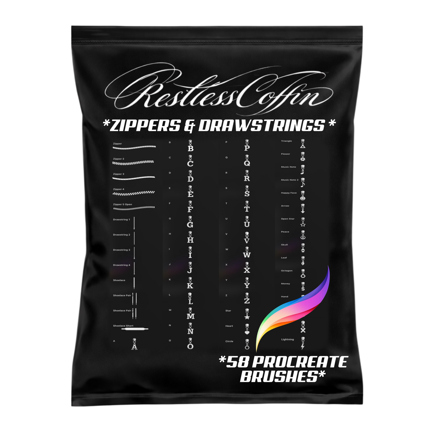 Zippers & Drawstrings Procreate Brushset
